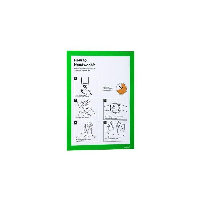 Marco Durable Magnetico Autoadhesivo Duraframe A4 Verde Bolsa De 2