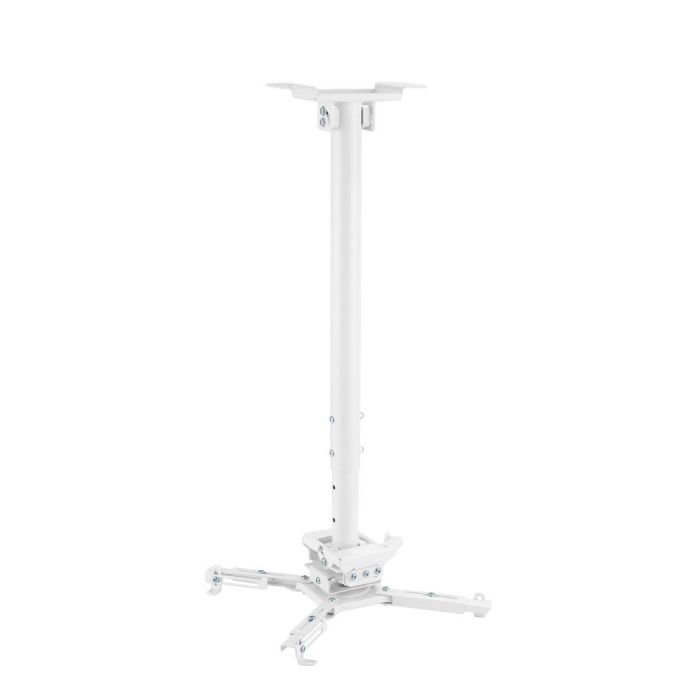 Vivolink Soporte Techo Proyector Ajustable 60.5-90.5cm, Inclinable, 35 kg Carga, para Proyectores 130-470mm, Blanco