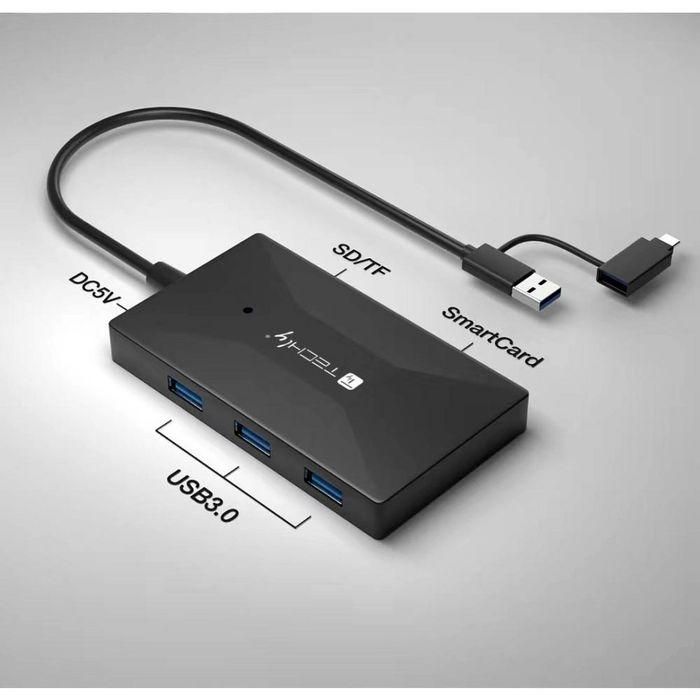 Techly Lector de Tarjetas y Hub USB A/C 2
