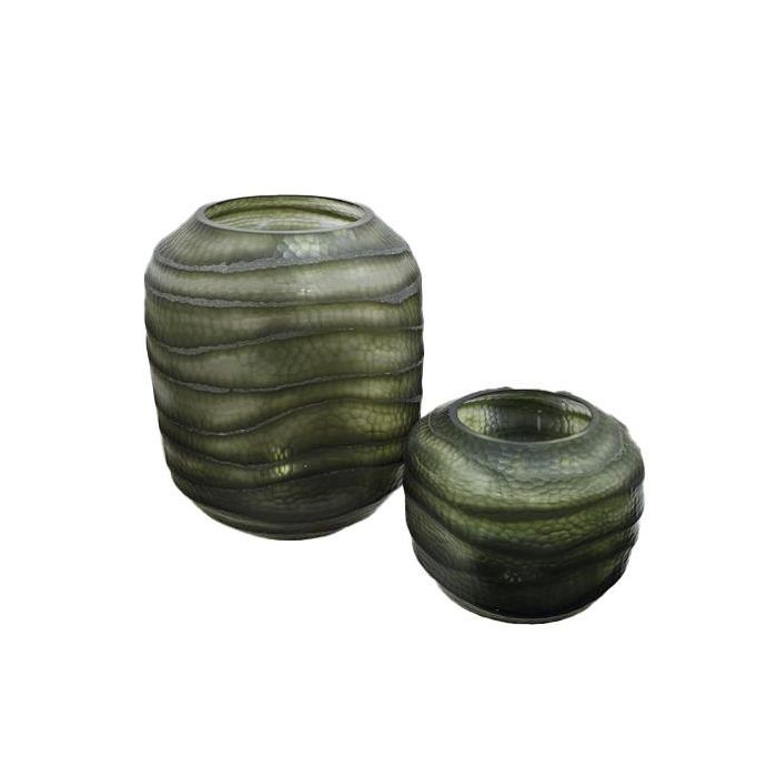 DKD Home Decor Jarrón Moderno Verde Oscuro Cristal 20 x 18 x 20 cm 2