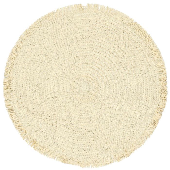 Home Deco Factory Individual Natural Beige Trenzado con Flequillo Diámetro 38 cm 2