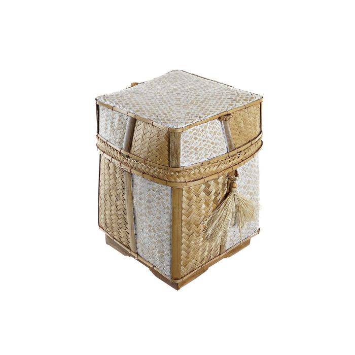 Cesta Balines DKD Home Decor Natural Blanco 33 x 40 x 33 cm Set de 3 2