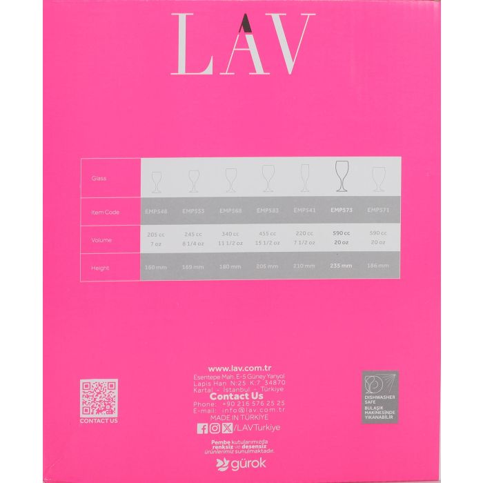 Lav Set 6 Copas Gran Vino Empire 590cc 23.5 cm (4 Cajas)