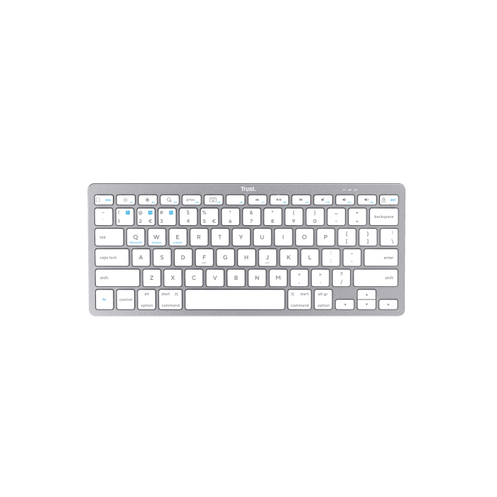 Trust Teclado Basics Bluetooth Para Pc, Tablet Y Smartphone Blanco-Plata 1