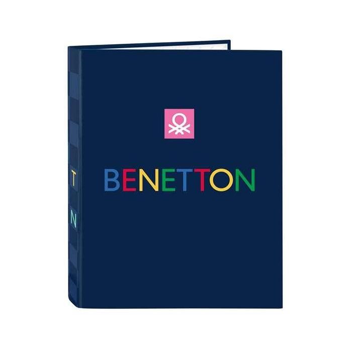 Carpeta de anillas Benetton Damero Azul marino A4 26.5 x 33 x 4 cm