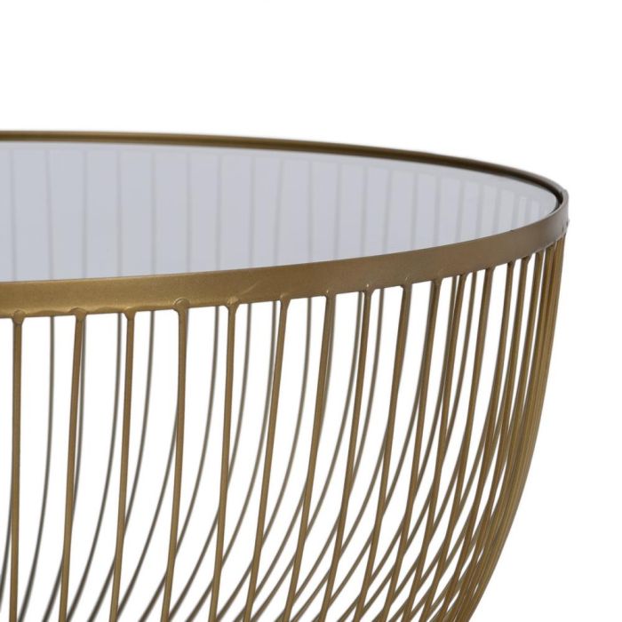 Mesa Centro Oro Metal-Cristal 75 X 75 X 39,50 cm