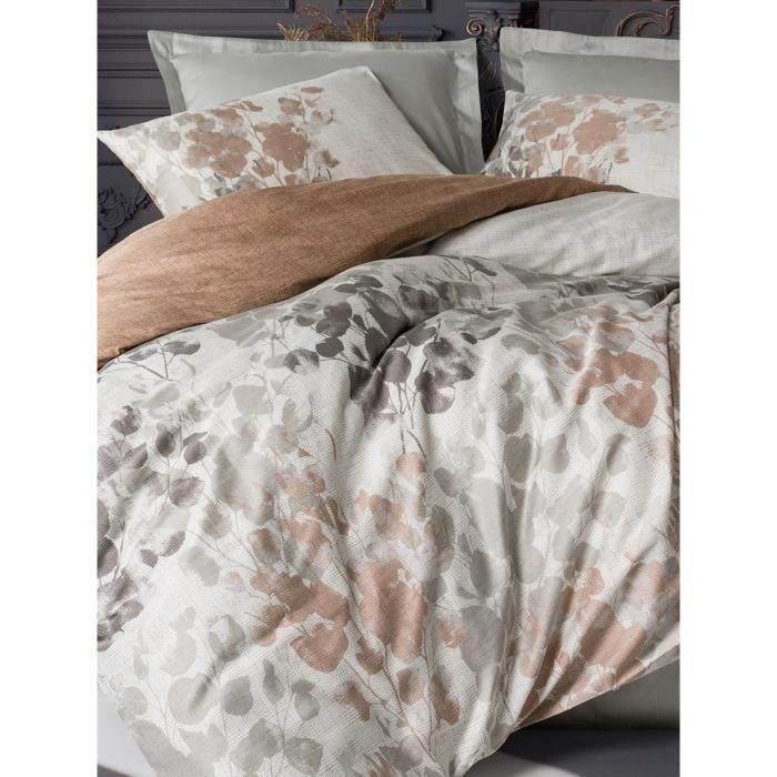 Juego de cama - 1 funda nórdica 220x240 cm + 2 fundas de almohada 60x60 cm - 100% algodón satén - Gris 3 Juego de cama - 1 funda nórdica 220x240 cm + 2 fundas de almohada 60x60 cm - 100% algodón satén - Gris 3