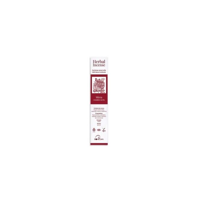 BIOAROMA Incienso Herbal Mirra Ayurveda Ecológico Certificado ICEA y FAIR TRADE, 5 Paquetes x 12 Unidades