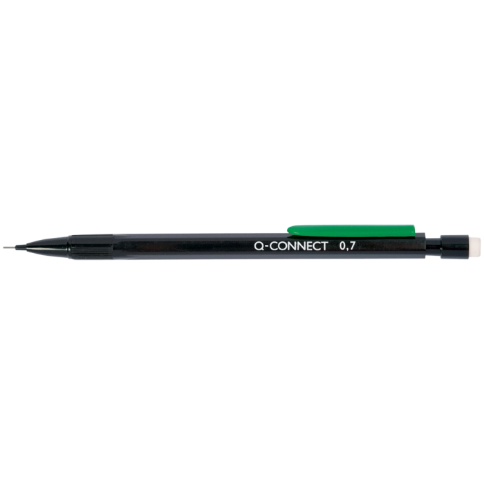 Q-connect Portaminas 0,7 mm cuerpo negro con clip verde con 3 minas 1