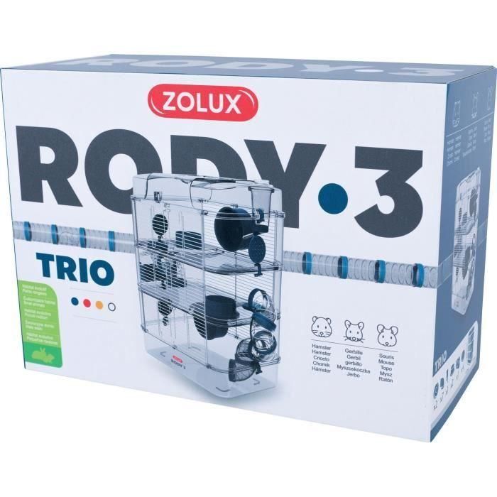 ZOLUX ZOL3336022060256 Jaula Rody3 Trio 3 niveles para hámsters, ratones y jerbos azul L 41 x P 27 x H 53 cm 1 ZOLUX ZOL3336022060256 Jaula Rody3 Trio 3 niveles para hámsters, ratones y jerbos azul L 41 x P 27 x H 53 cm 1
