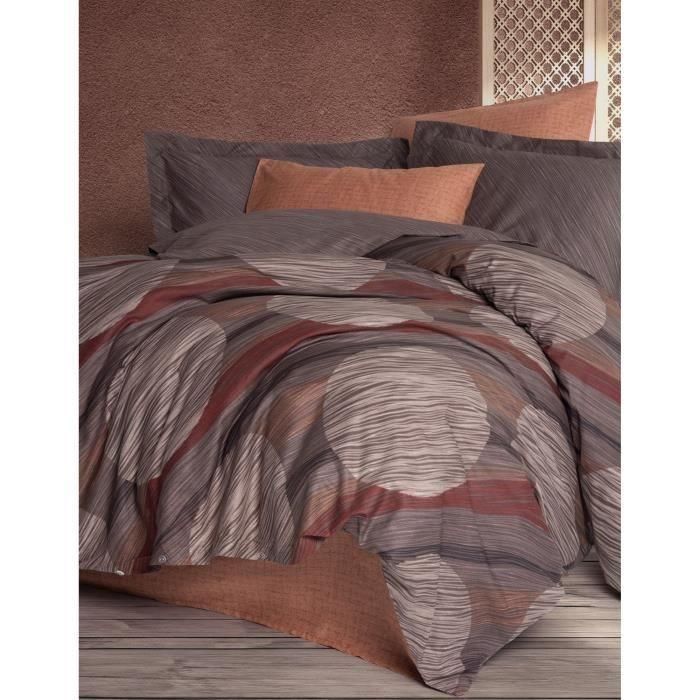 Juego de cama - 1 funda nórdica 220x240 cm + 2 fundas de almohada 60x60 cm - 100% algodón - Canela 2 Juego de cama - 1 funda nórdica 220x240 cm + 2 fundas de almohada 60x60 cm - 100% algodón - Canela 2