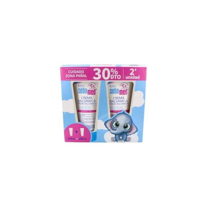 Sebamed Crema Balsámica Bebé Pack 2x 200ml para Dermatitis del Pañal, Prevención y Curación, con Pantenol, Camomila y pH 5.5