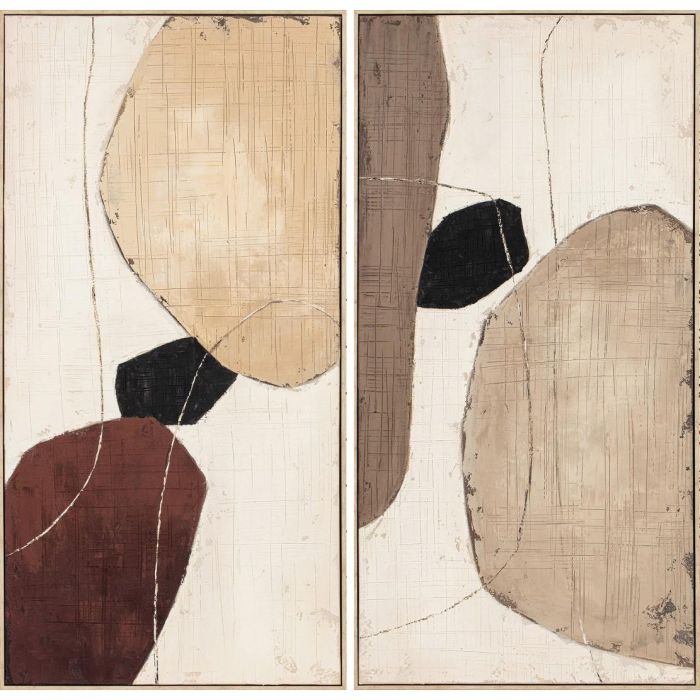 DKD Home Decor Cuadro Moderno Marron Beige 5 x 140 x 70 cm (2 Unidades)