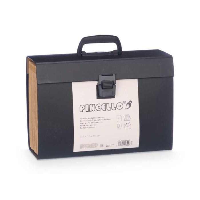 Maletin Compartimentos Negro Asa Pincello 35X26CM (6 Unidades) 2 Maletin Compartimentos Negro Asa Pincello 35X26CM (6 Unidades) 2