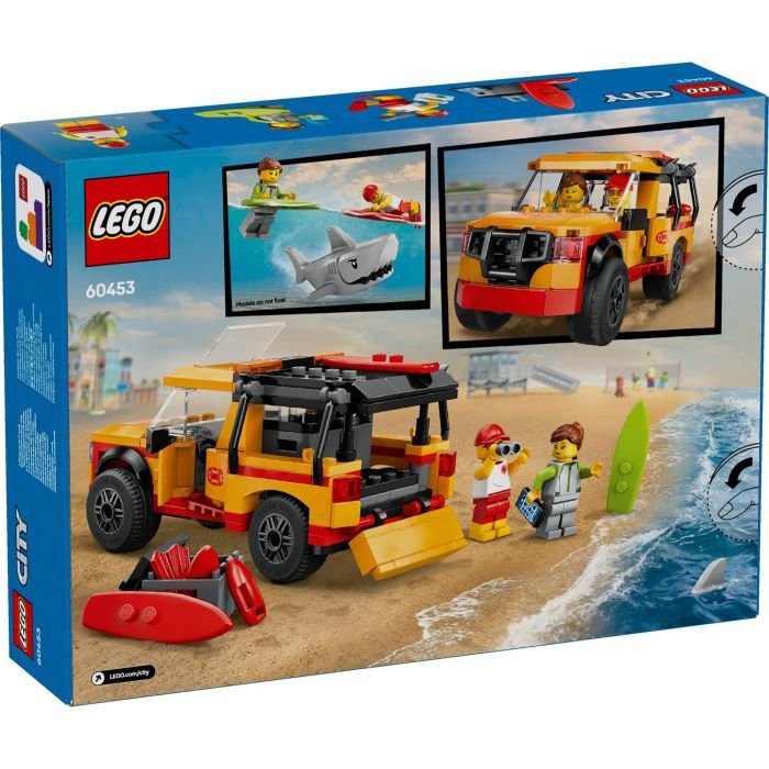 LEGO 60453 Furgoneta de Rescate del Socorrista City: Set de Construcción con 2 Minifiguras, Tiburón y Accesorios de Playa para Niños +6 años 12