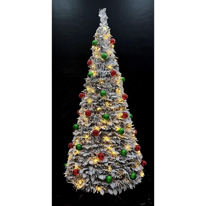 DKD Home Decor Árbol de Navidad Tradicional Plegable Verde 180 cm Alto con Iluminación LED y Protección IP44 - Base 71x71 cm Decoración PVC