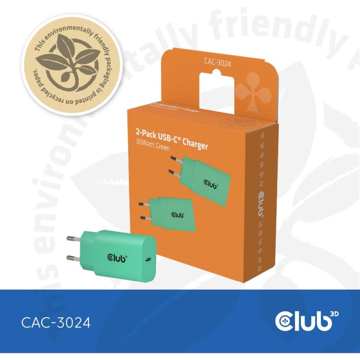 Club3D Lifestyle Ladegerät USB-C 30Watt. 2Stk grün retail 11 Club3D Lifestyle Ladegerät USB-C 30Watt. 2Stk grün retail 11