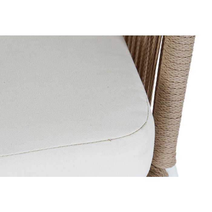 DKD Home Decor Sofá Terraza y Jardín Set de 4 Blanco Beige Aluminio Poliéster Cuerda 151.5 x 72 x 70 cm