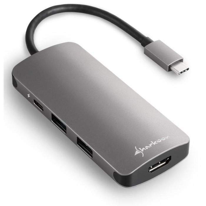Sharkoon USB 3.0 Type C Multiport Adapter (dunkelgrau. USB-C. HDMI. MicroSD. SD) 1