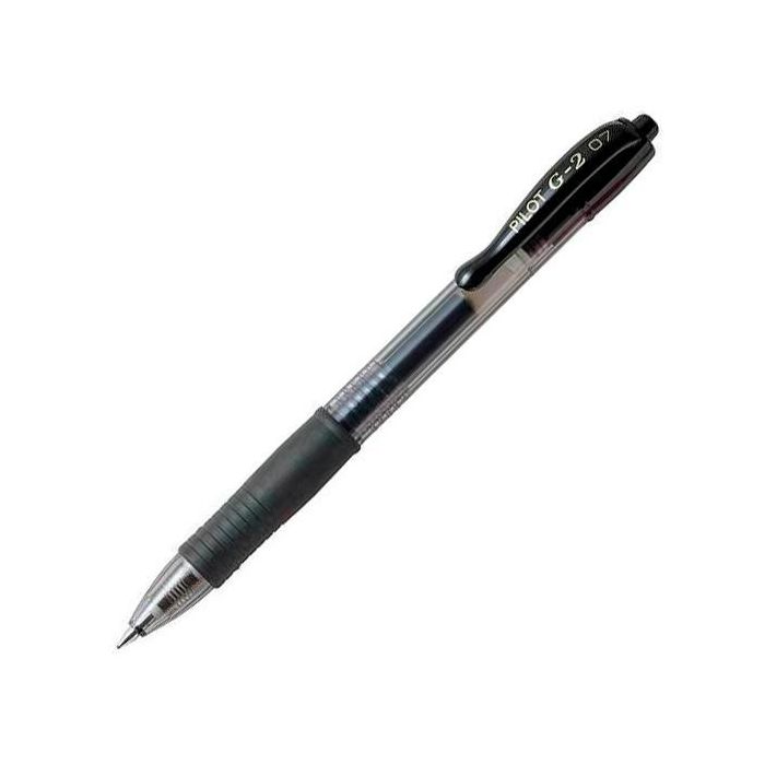 Pilot Bolígrafo Tinta De Gel G-2 0.7 Retráctil Negro - 0.7 mm, Grip de Caucho, Recambio Disponible