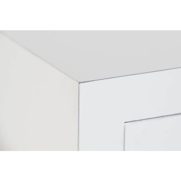 DKD Home Decor Mesita de Noche Oriental Blanco Plateado con 1 Cajón y 2 Puertas, Madera de Abeto y MDF, Colección Honami, 45x34x66 cm 2 DKD Home Decor Mesita de Noche Oriental Blanco Plateado con 1 Cajón y 2 Puertas, Madera de Abeto y MDF, Colección Honami, 45x34x66 cm 2