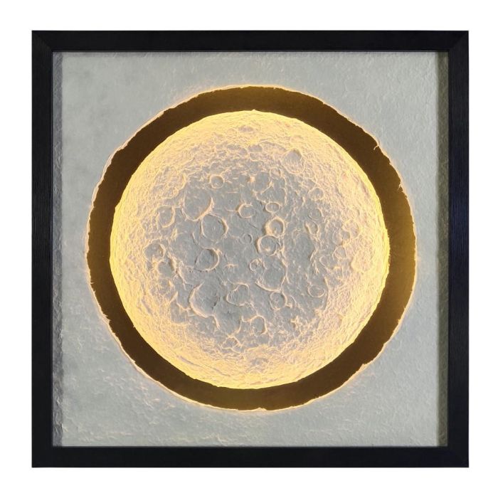 DKD Home Decor Cuadro Loft LED Luna Blanco Negro 4.5 x 60 x 60 cm (Cristal, Papel mache, PS) (2 Unidades)