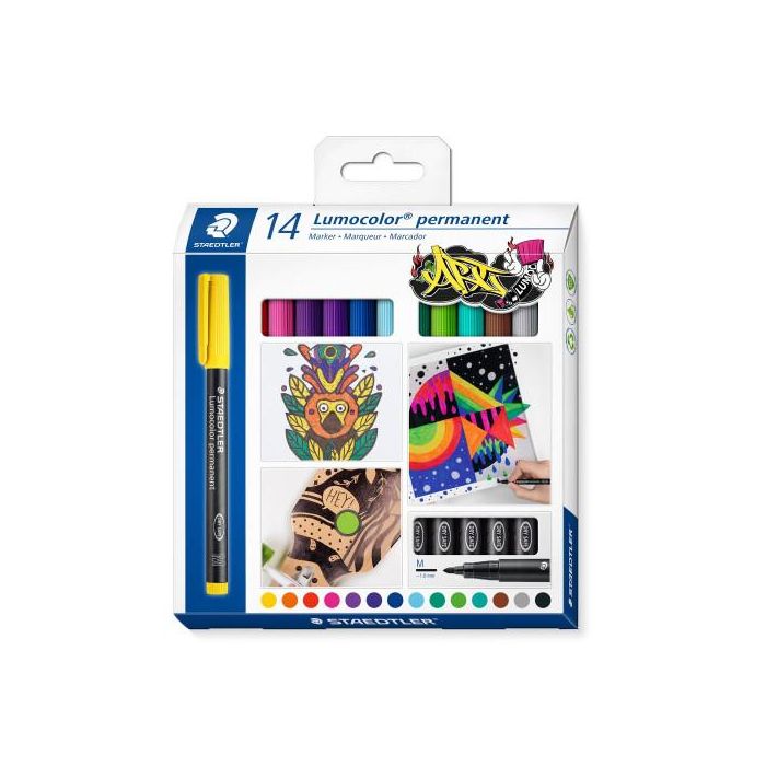 Staedtler 317 Rotulador Lumocolor Retroproyeccion Punta de Fibra Permanente Caja de 14 Unidades Colores Surtidos