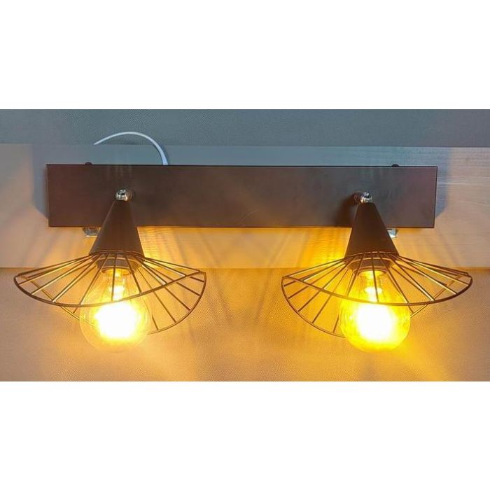DKD Home Decor Lámpara Aplique de Pared Urban de Metal Negro, 50x16x21cm, E27 para 2 Bombillas, 50W 220V (Pack de 4) 1