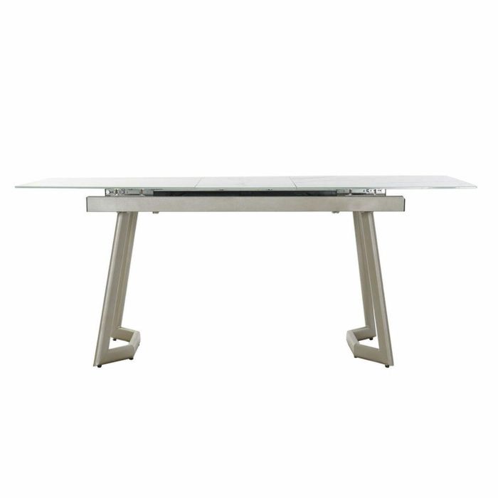 DKD Home Decor Mesa Comedor Extensible Glam de Cristal y Metal Dorado Blanco 140 x 80 x 76 cm 1