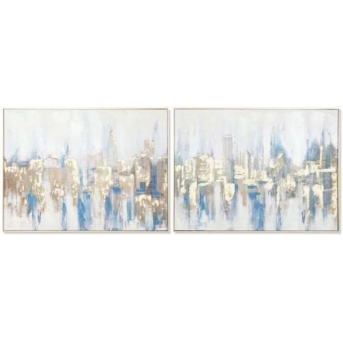 DKD Home Decor Cuadro Decorativo Loft New York Azul Dorado Ancho 80 cm Alto 60 cm Lienzo PS Set de 2 Unidades DKD Home Decor Cuadro Decorativo Loft New York Azul Dorado Ancho 80 cm Alto 60 cm Lienzo PS Set de 2 Unidades
