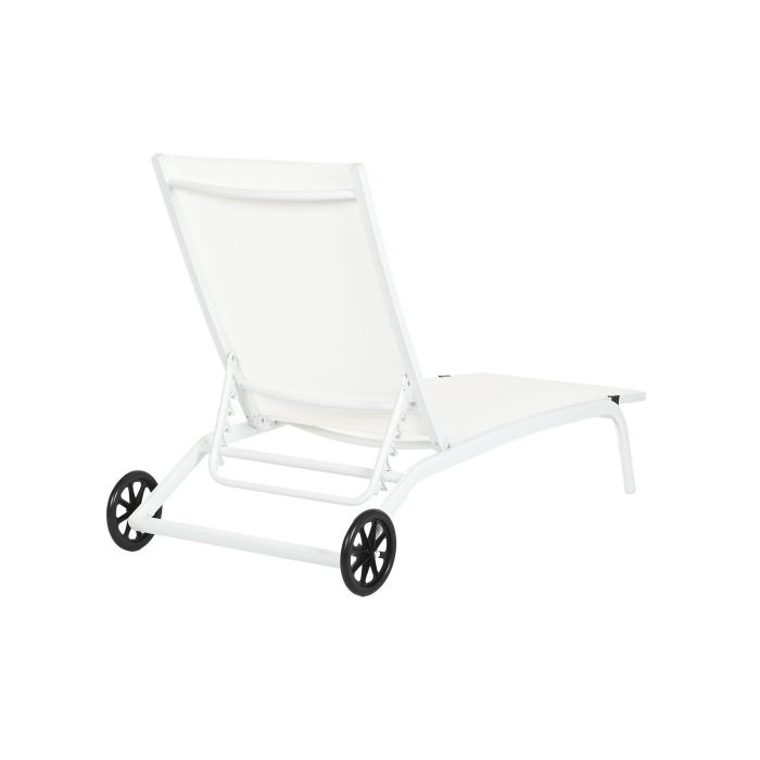 DKD Home Decor Tumbona Terraza y Jardín Reclinable con Ruedas Aluminio Textilene Blanco 187.5x64x97 cm Altura Asiento 31.5 cm 5 DKD Home Decor Tumbona Terraza y Jardín Reclinable con Ruedas Aluminio Textilene Blanco 187.5x64x97 cm Altura Asiento 31.5 cm 5