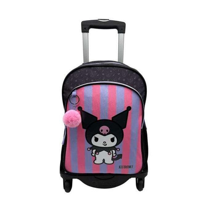 Toybags T963 Mochila Escolar Primaria Kuromi con Doble Compartimento, Carro Negro, Protección Lateral, Anti-Caída, 44x30x20cm
