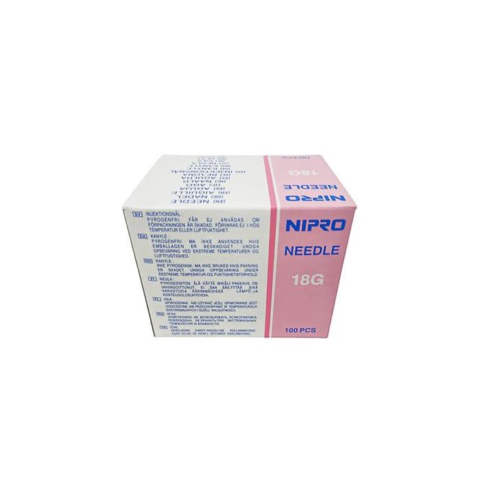 Agujas Nipro 18G 1.2x40 mm Rosa Desechables Estériles 100 Unidades