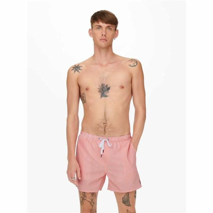 Bañador Hombre Only & Sons Onsted Stripe Seersucker Rosa 28 4