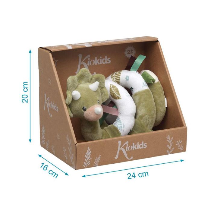 KioKids - Peluche Juguete Espiral Dinosaurio Verde para Bebé +0 Meses, para Cuna, Silla de Paseo y Colección, Material Polyester, Lavable 30° 3