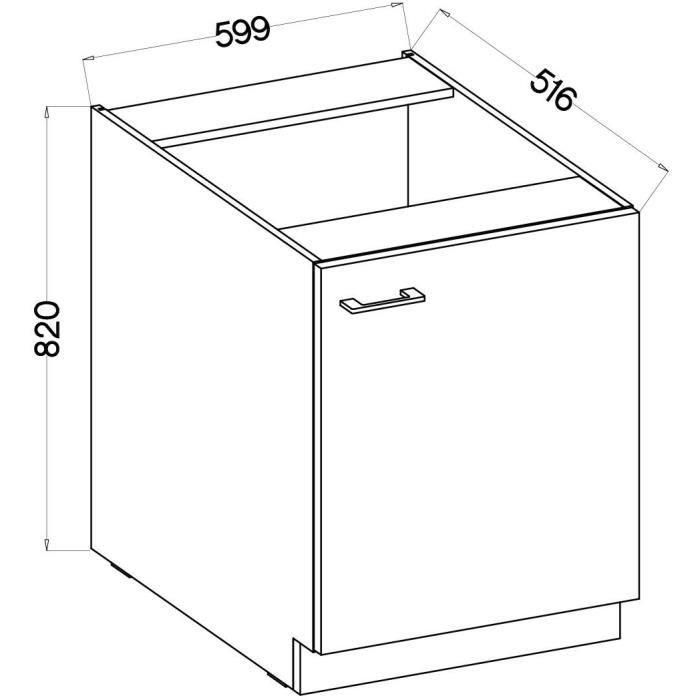 Mueble bajo - MODENA - 60 cm - 1 puerta batiente - Roble artesanal y negro mate - CUISINIER 2 Mueble bajo - MODENA - 60 cm - 1 puerta batiente - Roble artesanal y negro mate - CUISINIER 2