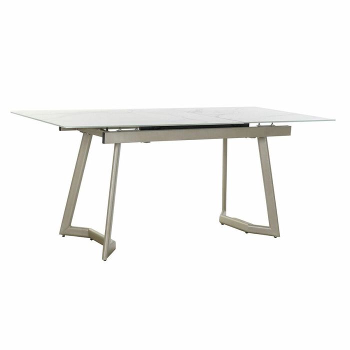 DKD Home Decor Mesa Comedor Extensible Glam de Cristal y Metal Dorado Blanco 140 x 80 x 76 cm 4