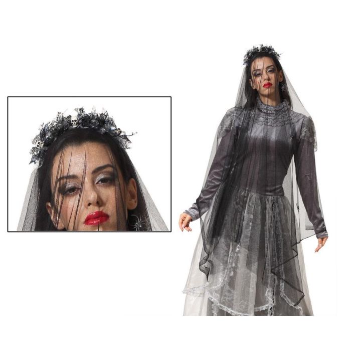 Diadema Halloween Calaveras Negro Mujer Adulto - Velo Largo para Disfraces Tenebrosos 0 Diadema Halloween Calaveras Negro Mujer Adulto - Velo Largo para Disfraces Tenebrosos 0