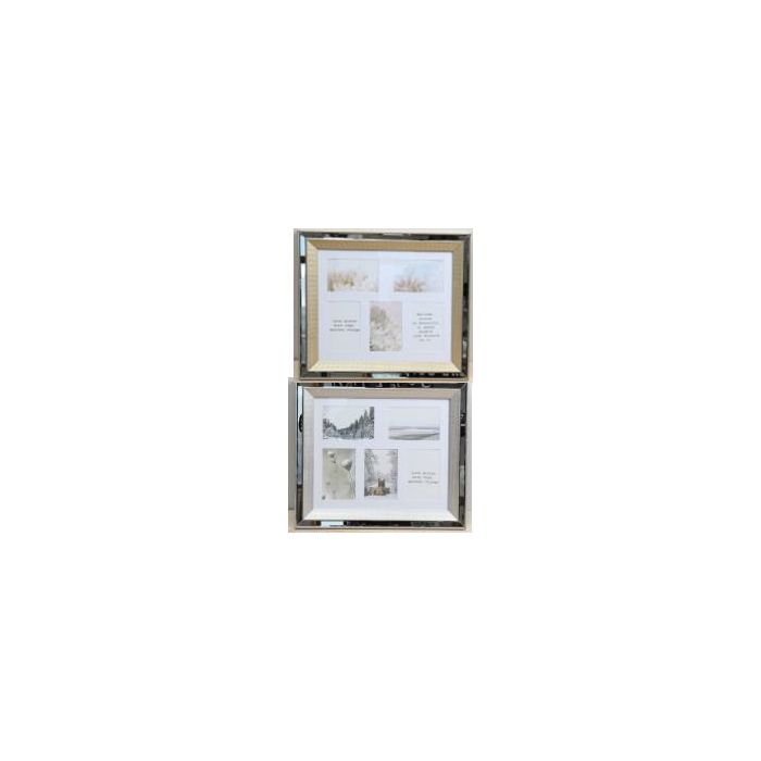 Marco Multifoto Tradicional DKD Home Decor Dorado Plateado 2 x 40 x 47 cm (2 Unidades)