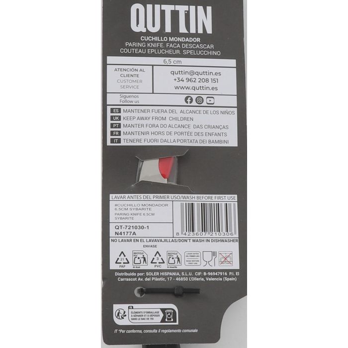 Cuchillo mondador Sybarite 6.5 cm - Quttin (24 Unidades) 4 Cuchillo mondador Sybarite 6.5 cm - Quttin (24 Unidades) 4