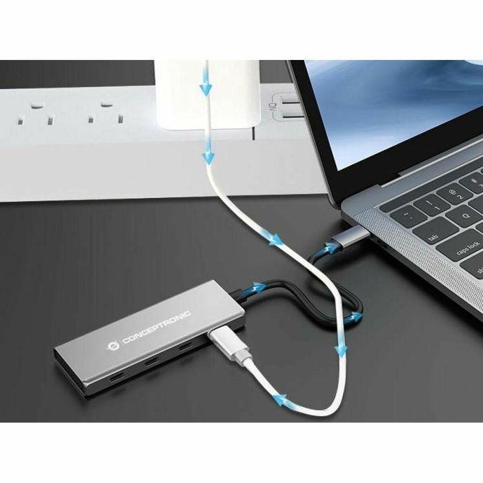 Conceptronic HUBBIES16G 4-Port USB 3.2 Gen 2 Hub, 10Gbps, USB-C a W Usb PD/Aluminum 3 Conceptronic HUBBIES16G 4-Port USB 3.2 Gen 2 Hub, 10Gbps, USB-C a W Usb PD/Aluminum 3
