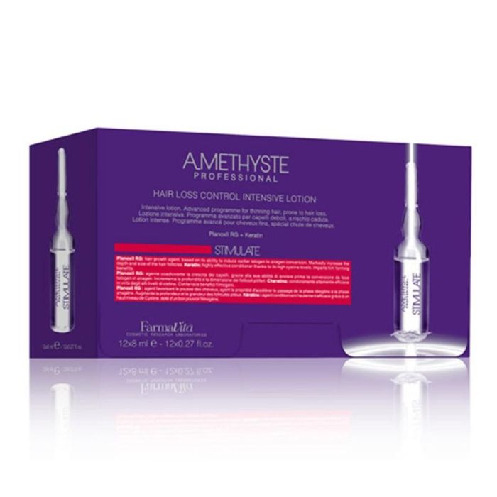Farmavita Amethyste Stimulate Control Caída Loción Intensiva para Cabello Débil 12x8ml