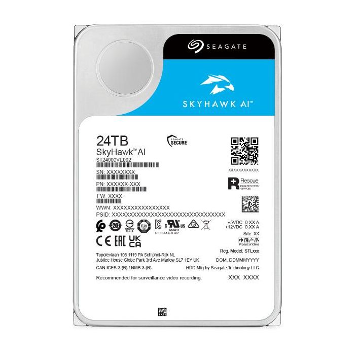 Seagate Disco Duro Interno HDD Skyhawk 24TB 3.5" SATA III 7200 RPM 256MB Optimizado para Vigilancia AI 3