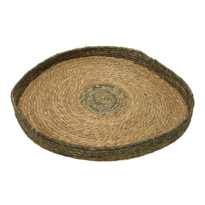 Null Set 2 maceteros de esparto redondos con asas, madera de paulonia, Ø35x4cm y Ø50x4cm 2