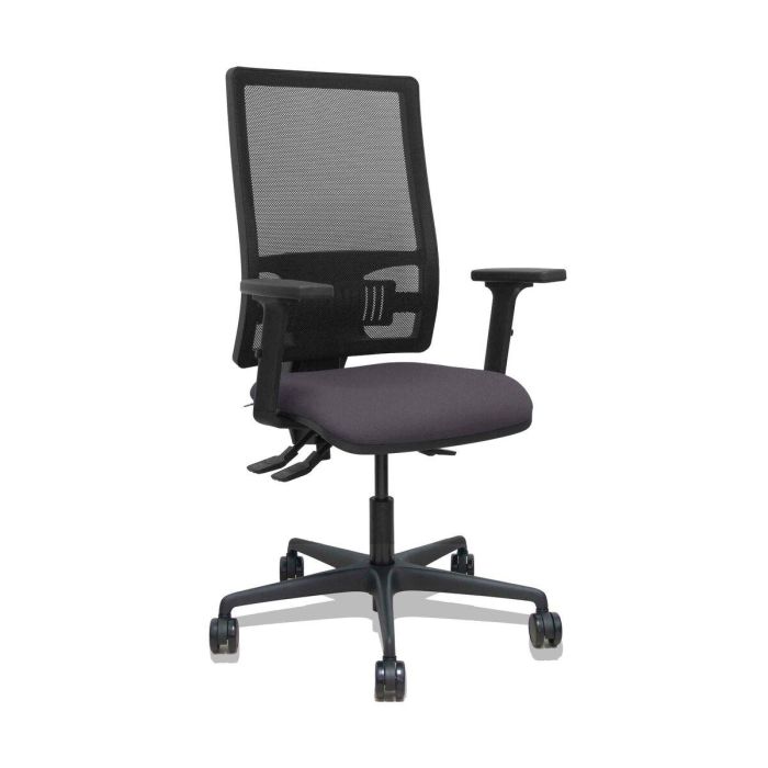 PIQUERAS Y CRESPO Silla Bormate asincro malla negra asiento bali gris oscuro brazos 2D ruedas 65mm PIQUERAS Y CRESPO Silla Bormate asincro malla negra asiento bali gris oscuro brazos 2D ruedas 65mm