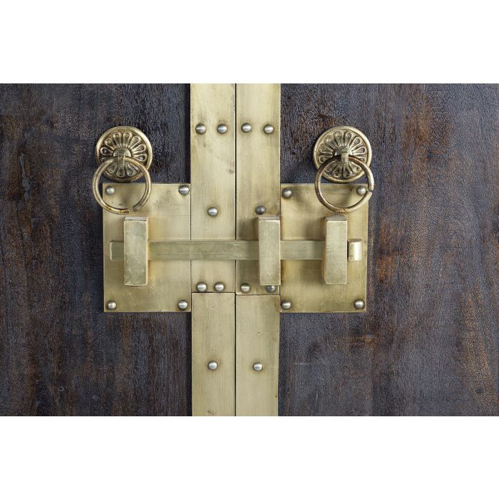 GINER Y COLOMER Armario Madera Mango con Detalles Bronce Nogal Oscuro 190x110x50 cm 3