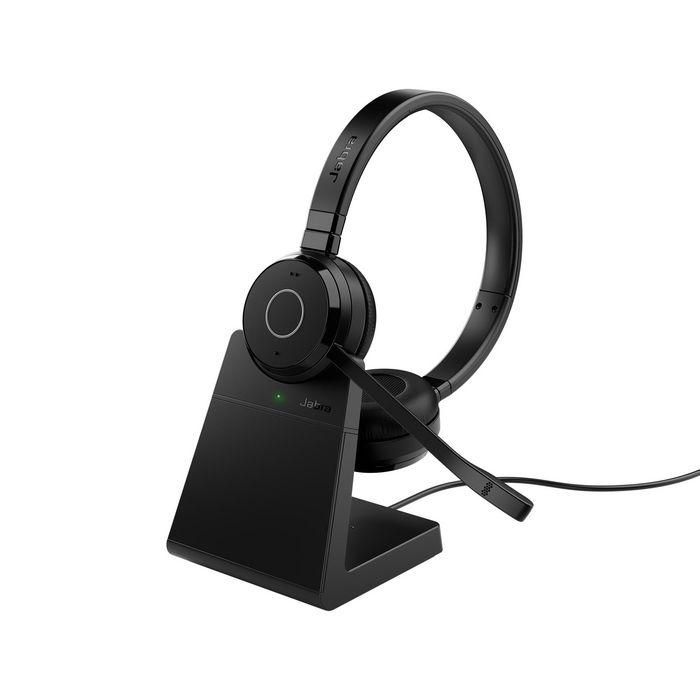 Jabra Evolve 65 TE Link390a UC Auriculares estéreo inalámbricos/alámbricos con base de carga para oficina/centro de llamadas