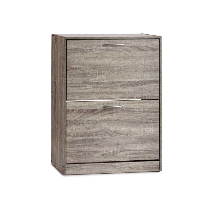 Giftdecor Zapatero Madera 2 Pisos Gris Oscuro 60x80x24 cm 1