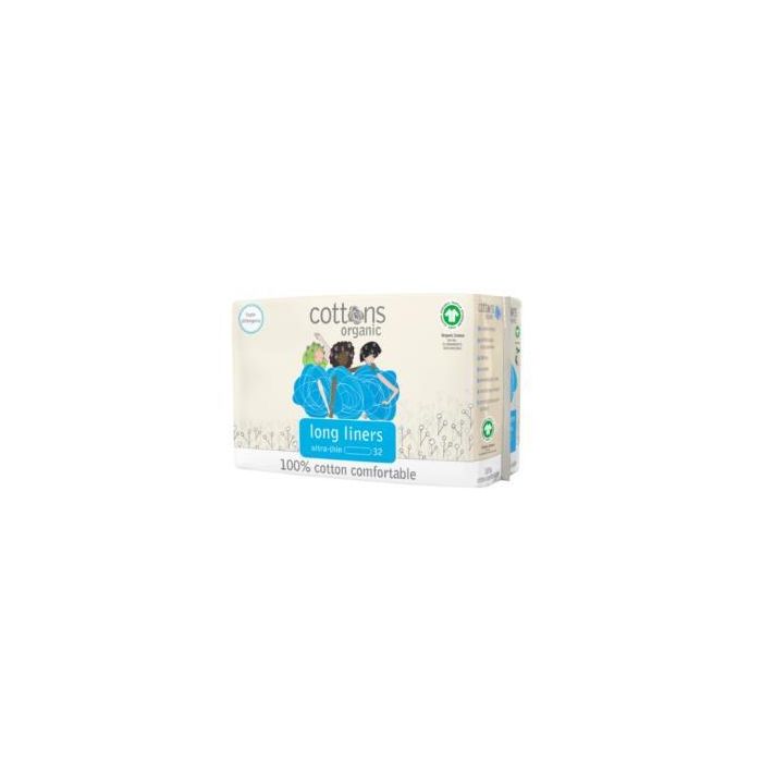 COTTONS Salvaslip Longliner Extra Largo Algodón Orgánico 32 Unidades para flujo ligero, uso diario y piel sensible
