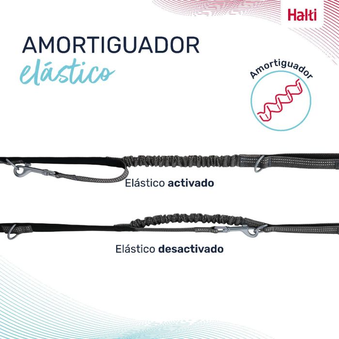 Halti Anatomy Correa Multiposición para Perros Doble Enganche Talla S Gris Reflectante Acolchada 2 Metros Max. 25kg 5